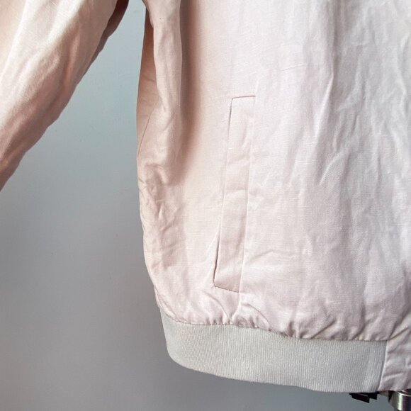 🍂 Light Beige Cream Modern Minimalist Canva Bomber Jacket - Picture 3 of 8